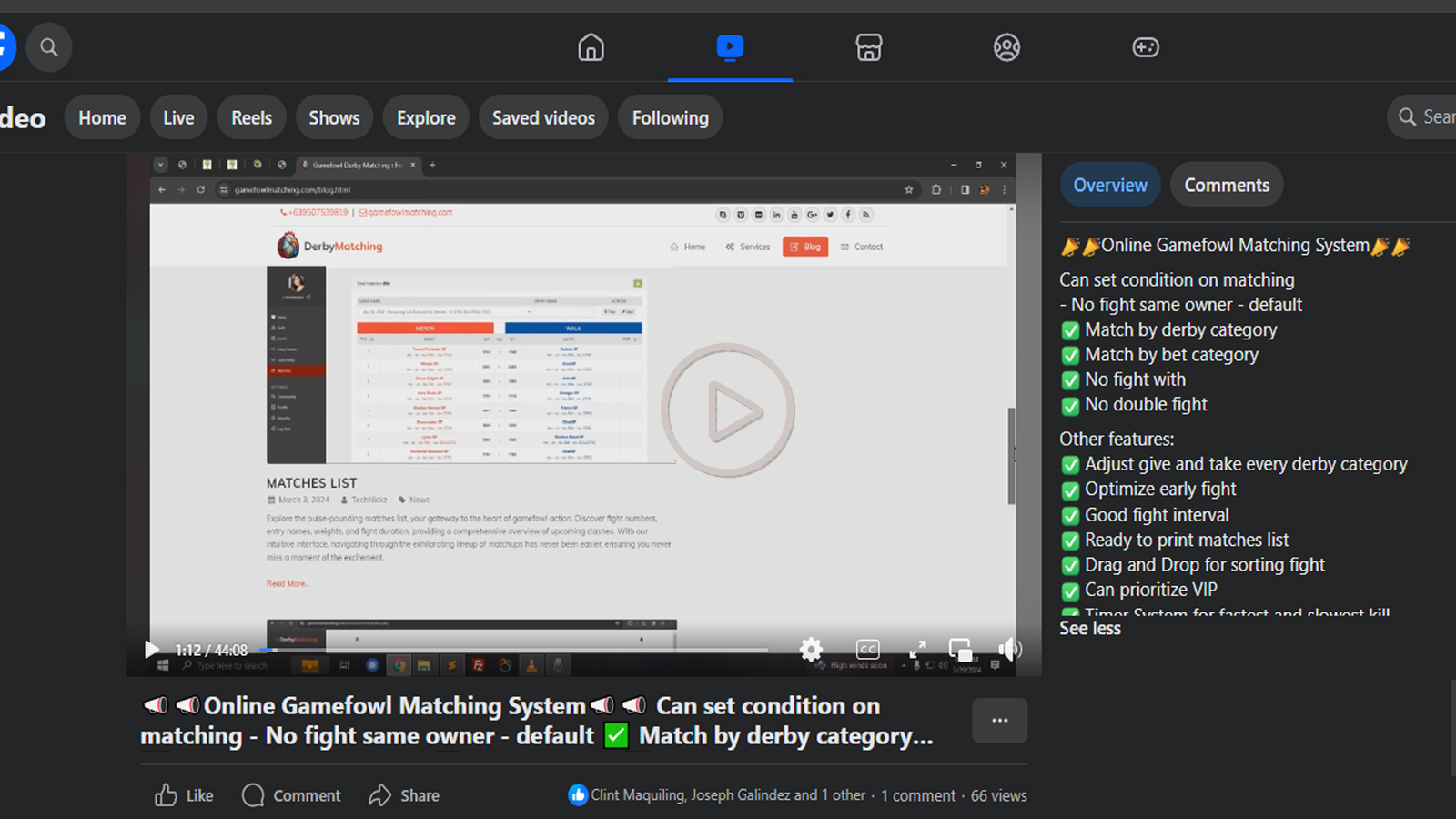 Gamefowl Derby Matching